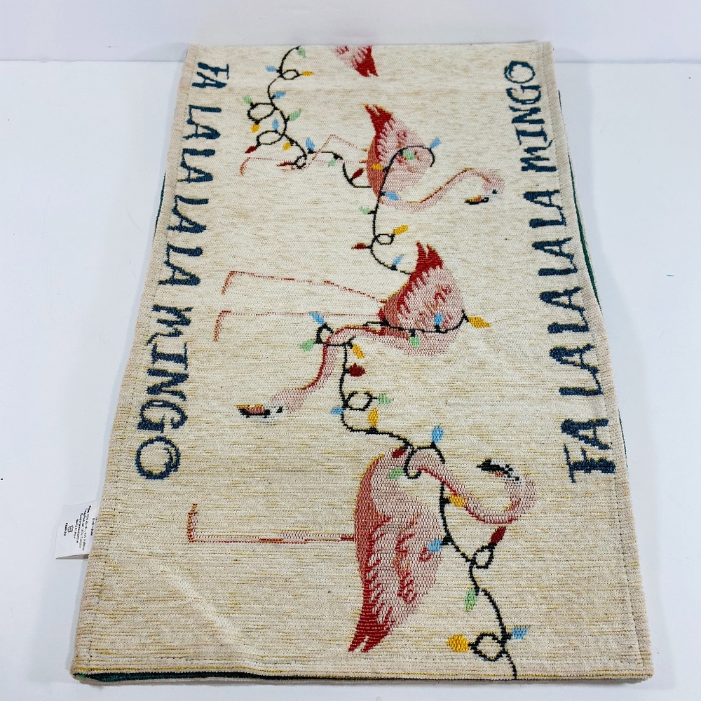 Peppermint & Pine Christmas Table Runner Flamingo